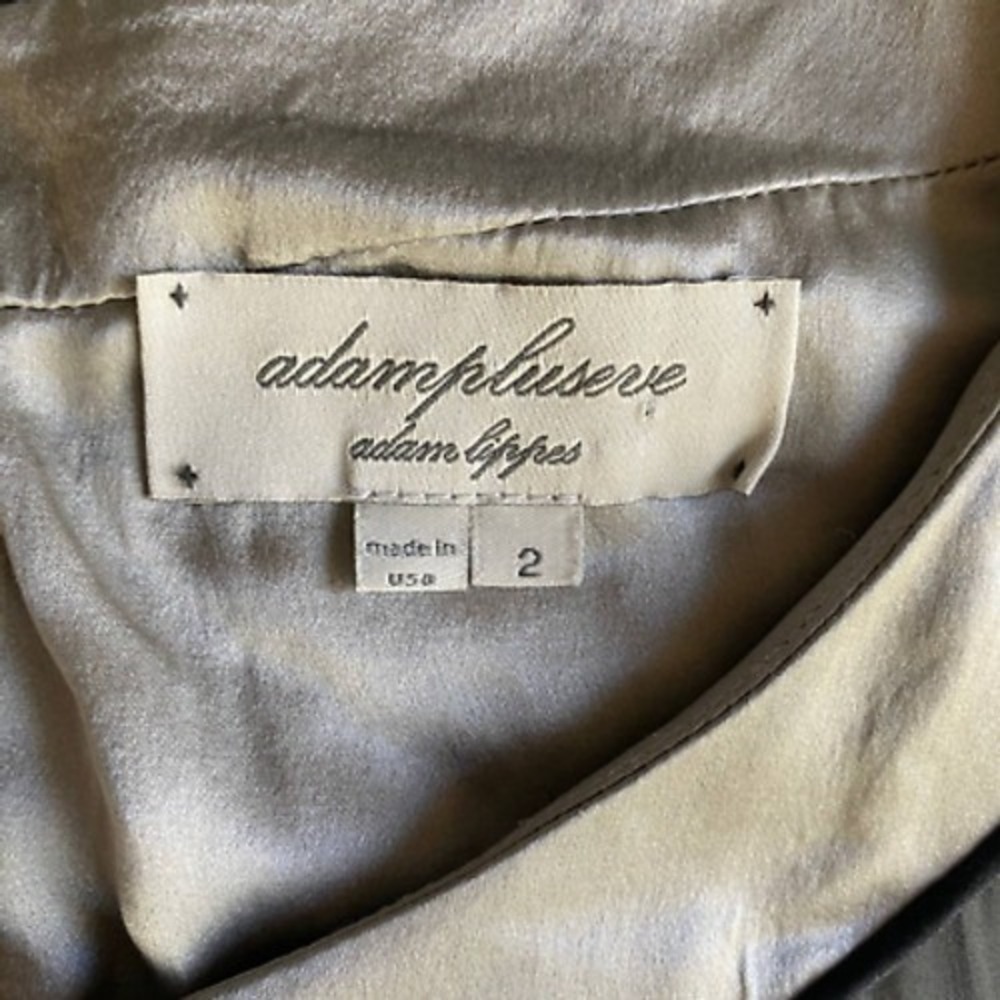 Adam Lippes Dress Womens 2 Geometric Silver Gray Silk Wool Festive Vintage - Picture 4 of 7